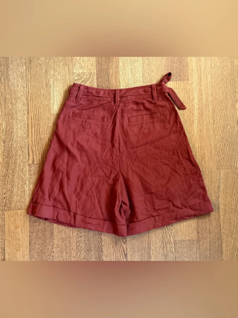 NWOT Madewell Belted High-Rise Shorts in Linen-Blend - Burnt Umber - Size 0